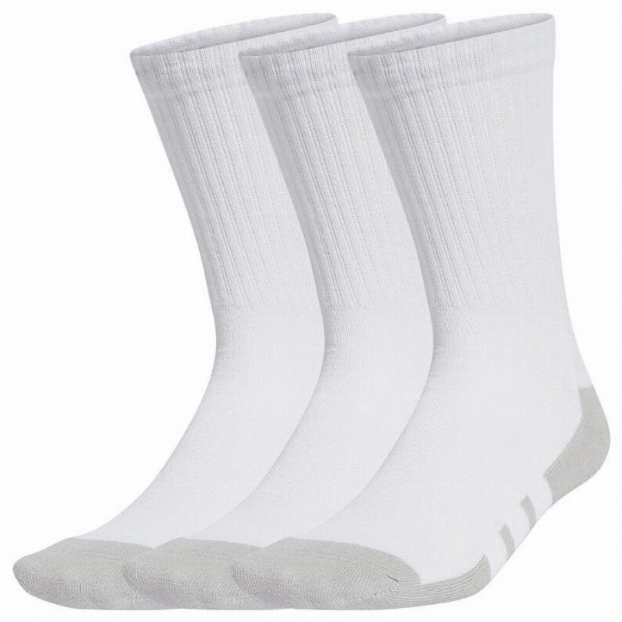 Adidas Essentials Cushioned Crew Socks White Gray 3 Pairs