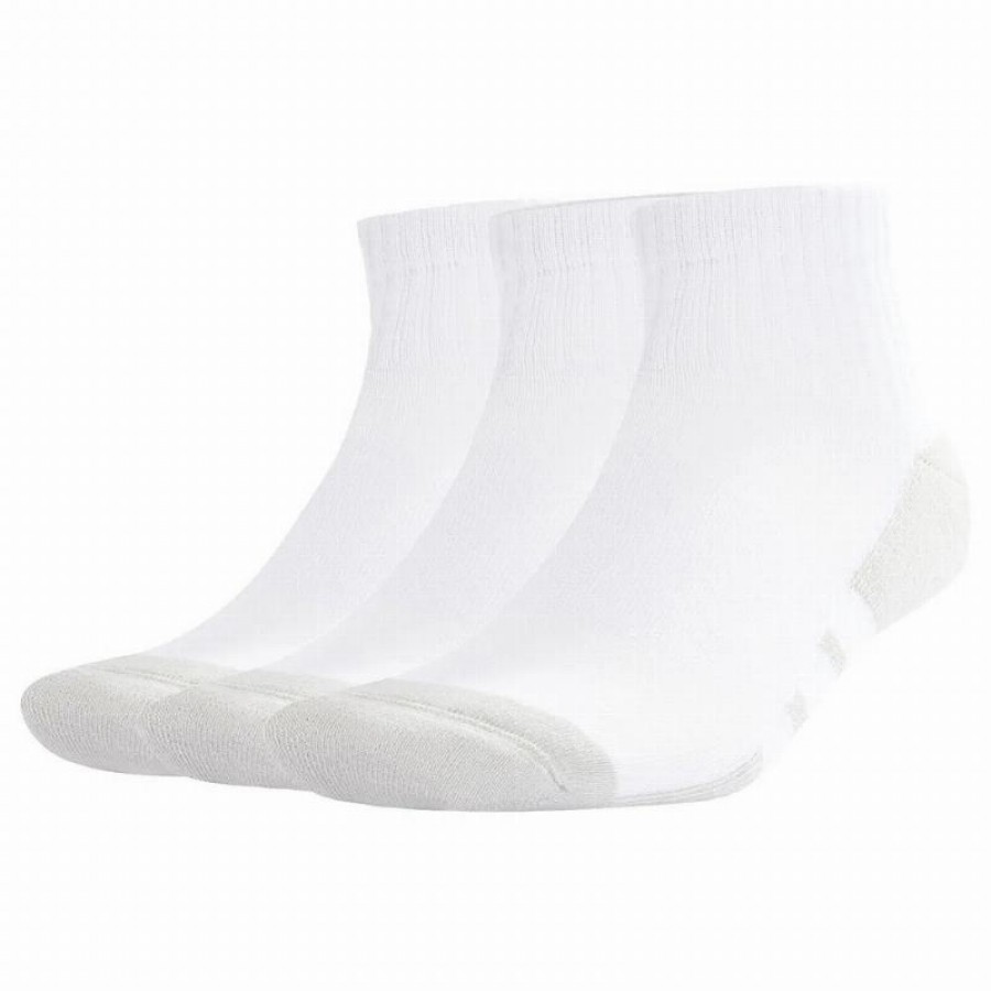 Calcetines Adidas Essentials Cushioned Quarter Blanco Gris 3 Pares