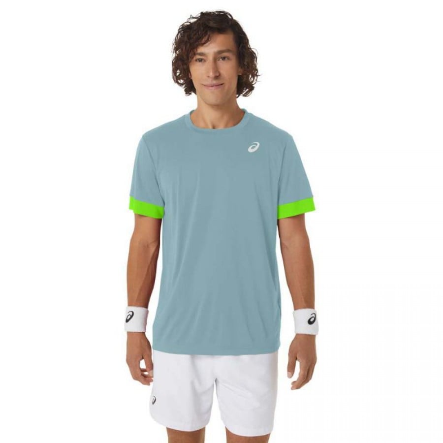 Camiseta Asics Court Azul Lima Electrico