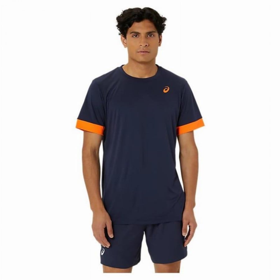 Camiseta Asics Court Azul Medianoche Naranja