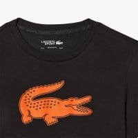 Camiseta Lacoste Sport Transpirable Negro Naranja