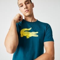 Camiseta Lacoste Sport Transpirable Verde Amarillo