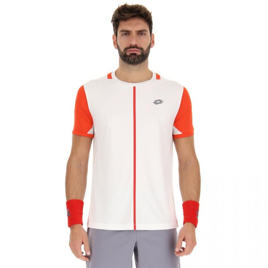 Camiseta Lotto Top IV Blanco Brillante Rojo Amapola