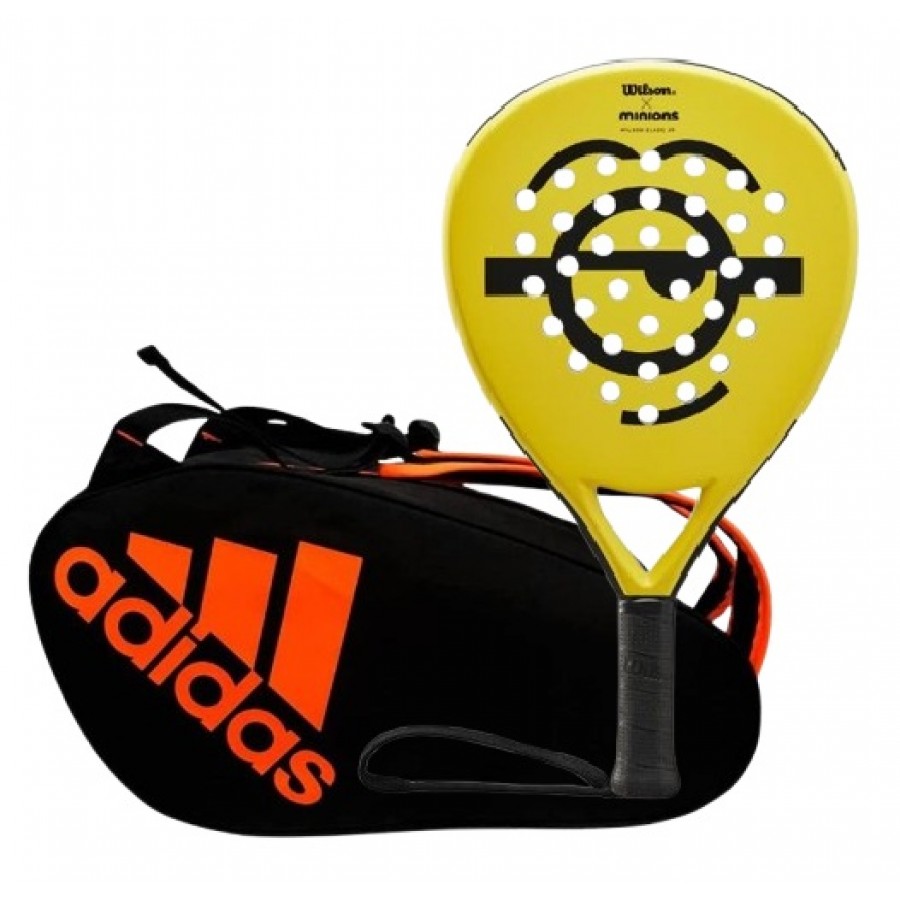 Pala Wilson Minions Face Blade Junior y Paletero Adidas Naranja