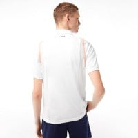 Polo Lacoste Poliester Reciclado Blanco Naranja