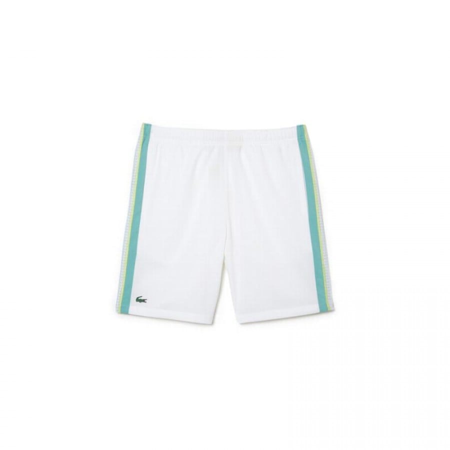 Short Lacoste Poliester Reciclado Blanco Verde