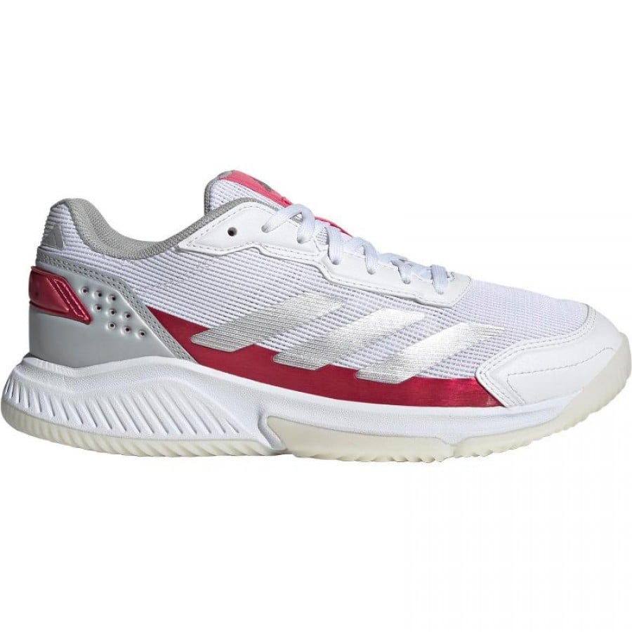 Zapatillas Adidas Courtquick Padel Blanco Plata Rosa Mujer